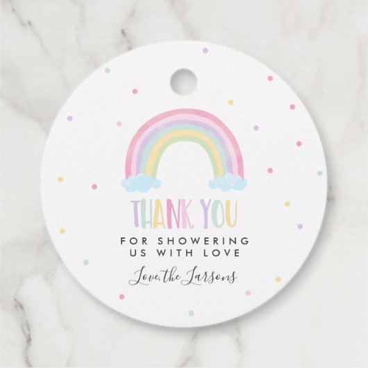 Pastel Regenboog Baby shower Gift Bedankjes Labels (Achterkant)