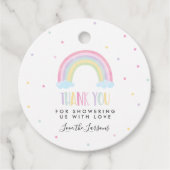 Pastel Regenboog Baby shower Gift Bedankjes Labels (Voorkant)