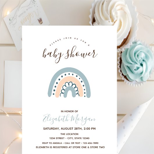 Pastel Regenboog Baby Shower Kaart