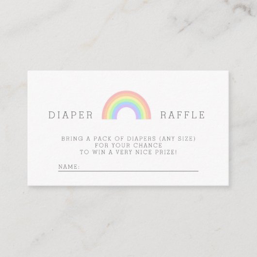 Pastel Regenboog Baby shower Luier Raffle Kaart (Voorkant)