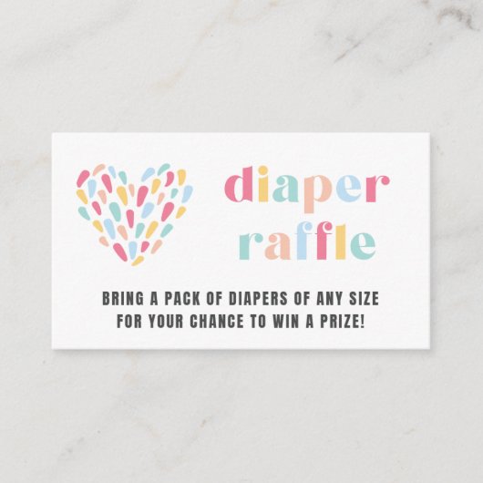 Pastel Regenboog Baby shower Luier Raffle Kaart (Voorkant)