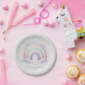 Pastel Regenboog Baby shower Papier Bord (Feest)