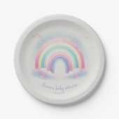 Pastel Regenboog Baby shower Papier Bord (Voorkant)