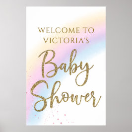 Pastel Regenboog Baby Shower Welkom Bord Elke Kleu Poster