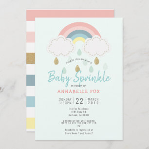 Pastel Regenboog Baby Sprinkle Shower Kaart