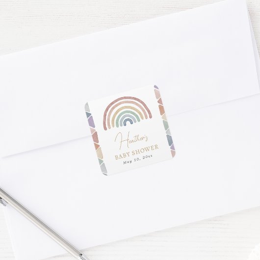 Pastel Regenboog Babyfeest Sticker