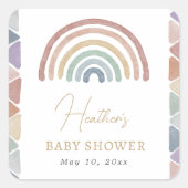 Pastel Regenboog Babyfeest Sticker (Voorkant)