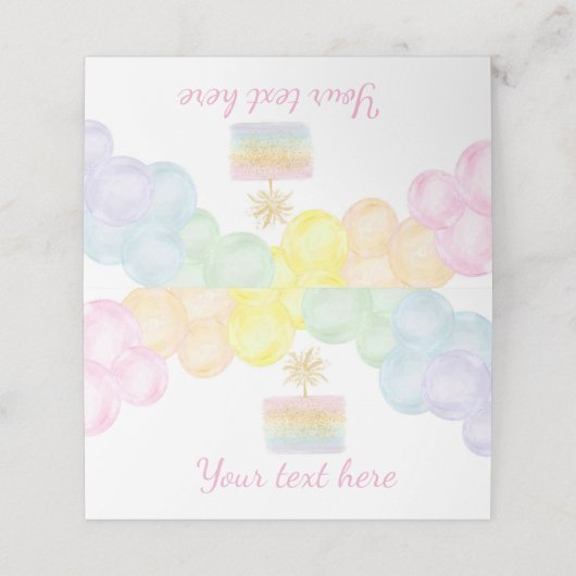Pastel Regenboog Ballon Plaats Kaart Verjaardagsfe Plaatskaartje (Buitenkant ongevouwen)