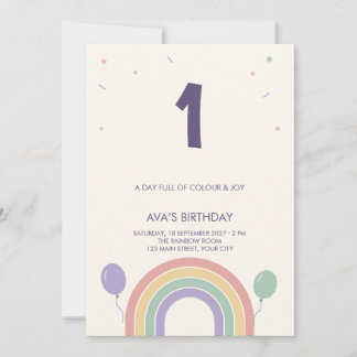 Pastel Regenboog Ballonnen Kinderverjaardag Kaart