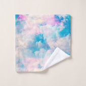 Pastel regenboog bewolkte hemel esthetisch bad handdoek (Wasdoekje)