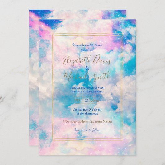 Pastel regenboog bewolkte hemel esthetisch kaart (Voorkant / Achterkant)