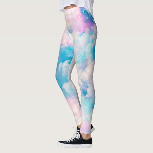 Pastel regenboog bewolkte hemel esthetisch leggings (Links)