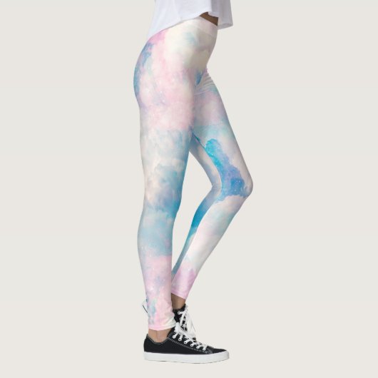 Pastel regenboog bewolkte hemel esthetisch leggings (Rechts)
