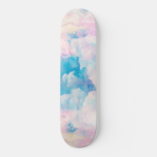 Pastel regenboog bewolkte hemel esthetisch persoonlijk skateboard (Voorkant)