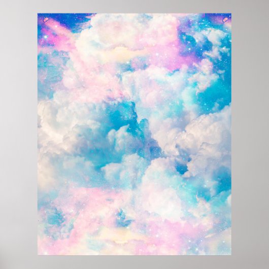 Pastel regenboog bewolkte hemel esthetisch poster (Voorkant)