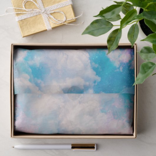Pastel regenboog bewolkte hemel esthetisch tissuepapier (Geschenk)