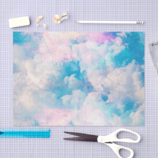 Pastel regenboog bewolkte hemel esthetisch tissuepapier (Craft)