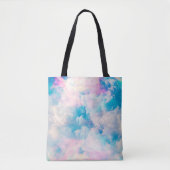 Pastel regenboog bewolkte hemel esthetisch tote bag (Voorkant)