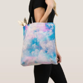 Pastel regenboog bewolkte hemel esthetisch tote bag (Dichtbij)