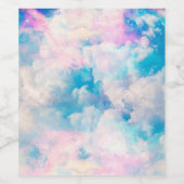 Pastel regenboog bewolkte hemel esthetisch wijn etiket (Enkel label)