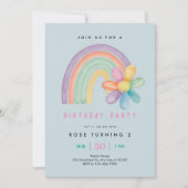 Pastel Regenboog Bloem 2e Verjaardag Kaart (Voorkant)