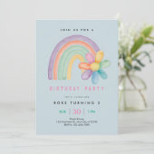 Pastel Regenboog Bloem 2e Verjaardag Kaart (Staand voorkant)