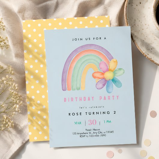 Pastel Regenboog Bloem 2e Verjaardag Kaart