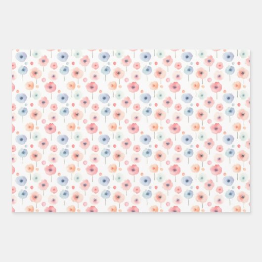 Pastel Regenboog Bloemen op Wit Inpakpapier Vel (Voorkant 2)