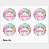 Pastel Regenboog Bloemen Retro Verjaardag Ronde Sticker (Vel)