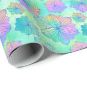 Pastel Regenboog Bloemen Wrapping Papier (Rol Hoek)