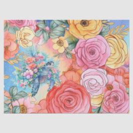 Pastel Regenboog Bloemen Zee Schildpad Tissuepapier