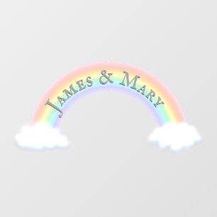 Pastel Regenboog Boog Met Wolken Aangepaste Cadeau Raamsticker