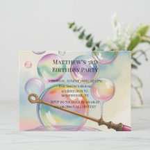 Pastel Regenboog Bubbel Leeftijd Verjaardagsfeest