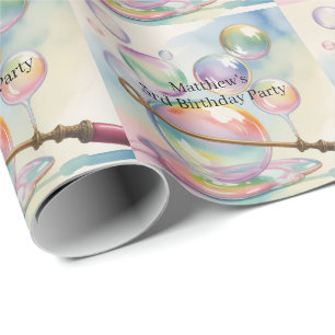 Pastel Regenboog Bubbel Verjaardagsfeestje Cadeaupapier