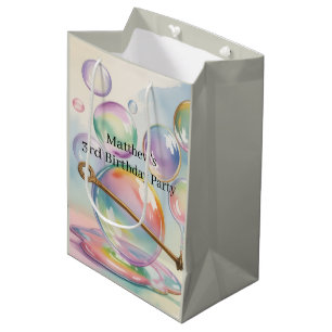 Pastel Regenboog Bubbel Verjaardagsfeestje  Medium Cadeauzakje