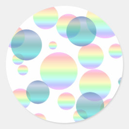Pastel Regenboog Bubbels Ronde Sticker