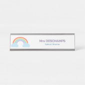 Pastel Regenboog Bureau Naambordje (Voorkant)