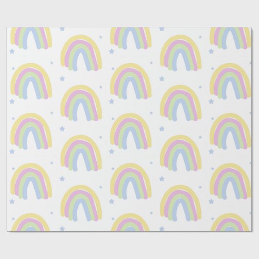 Pastel Regenboog Cadeaupapier (Vlak)