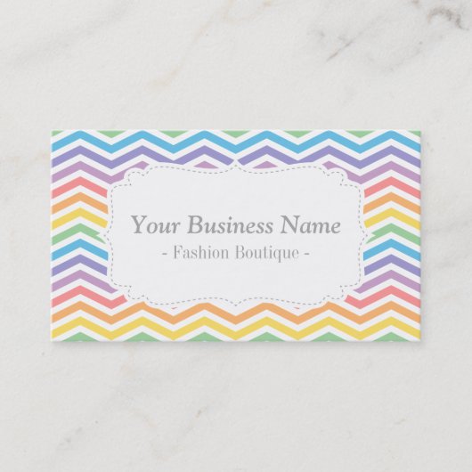 Pastel Regenboog Chevron Patroon Elegante Mode Visitekaartje (Voorkant)