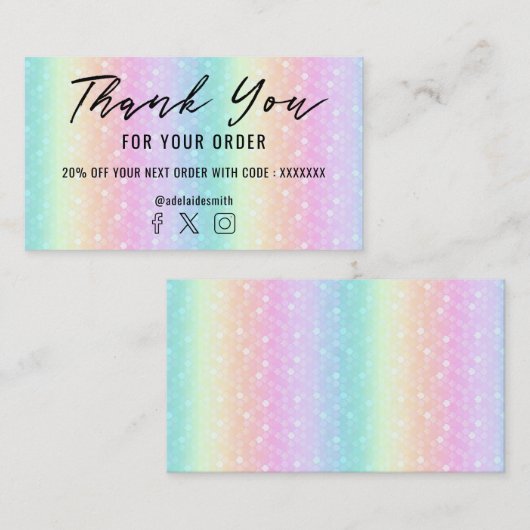 Pastel Regenboog Dank u visitekaartje (Voorkant / Achterkant)