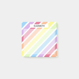 Pastel Regenboog Diagonale Strepen Personaliseer Post-it® Notes