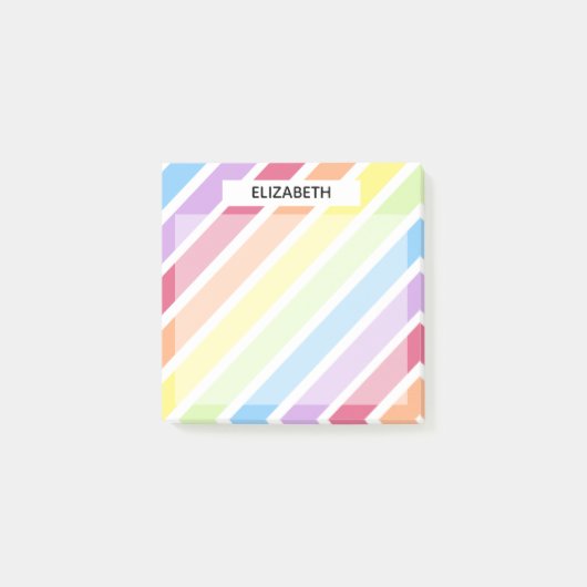 Pastel Regenboog Diagonale Strepen Personaliseer Post-it® Notes (Voorkant)