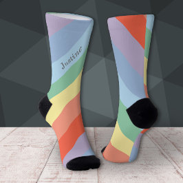 Pastel Regenboog Diagonale Strepen Sokken