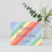 Pastel Regenboog Diagonale Strepen Verjaardag Briefkaart (Staand voorkant)