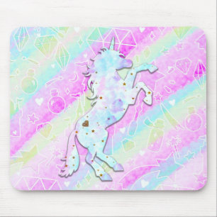 Pastel Regenboog Diamanten & Sterren Magisch Eenho Muismat
