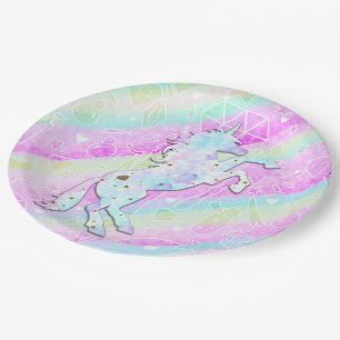 Pastel Regenboog Diamanten & Sterren Magische Eenh Papieren Bordje