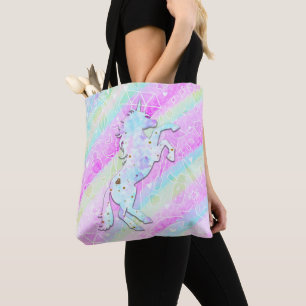 Pastel Regenboog Diamanten & Sterren Magische Eenh Tote Bag