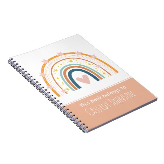 Pastel regenboog dit boek behoort tot het kinder n notitieboek (Rechterzijde)