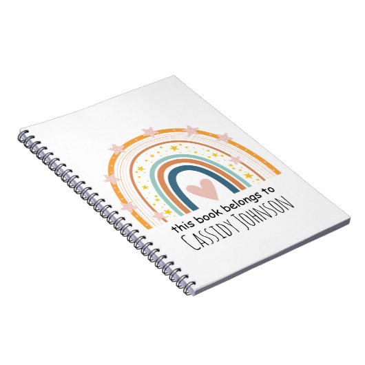 Pastel regenboog dit boek behoort tot het kinder n notitieboek (Rechterzijde)