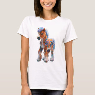 Pastel Regenboog Donzige Pony Fantasie Paard Vrouw T-shirt